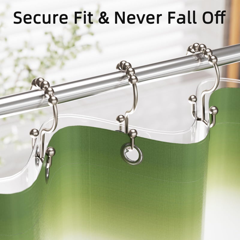 Amazer Shower Curtain Rings, Rust-Resistant Metal Double Shower Hooks for Curtain Rolling Shower Curtain Hooks Rings Shower Rings for Bathroom Shower Curtain Rod, Matte Nickel, Set of 12 Rings - Image 3